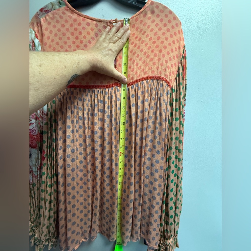 EUC BL^NK London Colorful Chevron Floral Peasant Long Sleeved Blouse Women’s XL - Picture 13 of 16